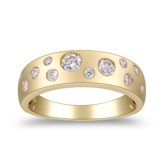 Beverly Hills Elegance 14K Gold 0.47ctw Diamond Scattered Burnished Band Ring