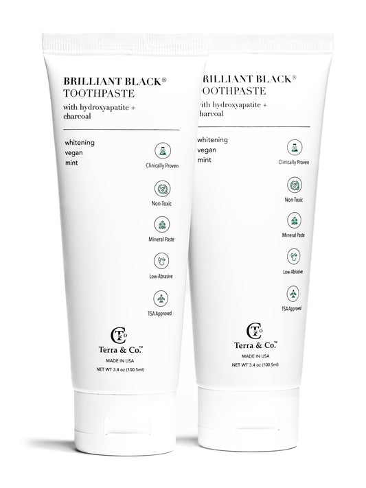 Terra & Co. Brilliant Black® Natural Charcoal Fluoride-Free Whitening Toothpaste Duo