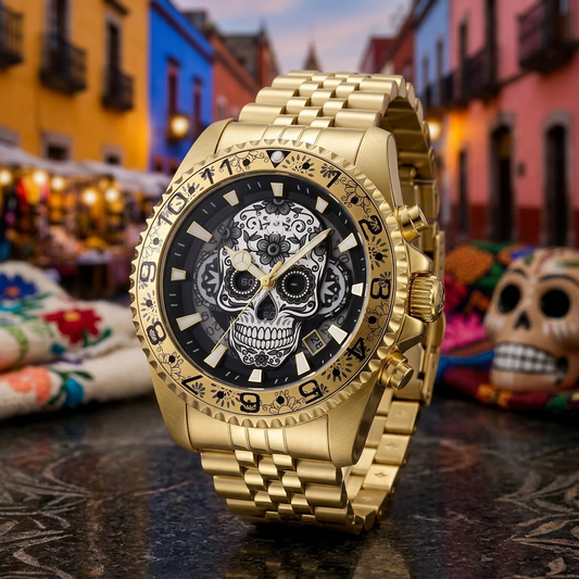 Invicta Men's 43mm Pro Diver Quartz Chrono Dia de los Muertos Skull Bracelet Watch