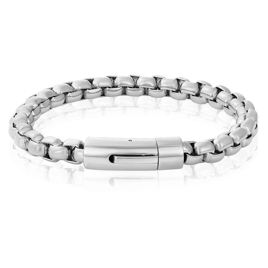 Invicta Men's Stainless Steel 8mm Polished Box Chain Bracelet