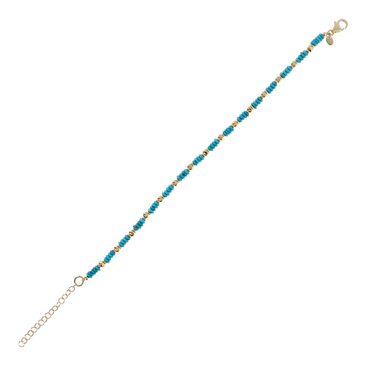 Toscana Italiana 18K Gold Plated Turquoise Bead Anklet