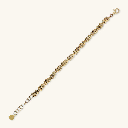 Toscana Italiana 18K Gold Plated Satin Finish Rondelle Bead Line Bracelet