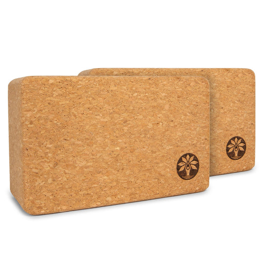 Yoloha Yoga Cork Yoga Block Set with Guidebook