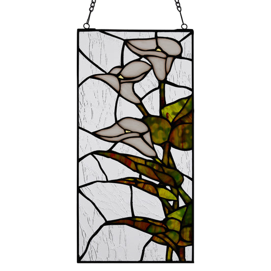Tiffany-Style Lighting 16" Calla Lilies Design Stained Glass Window Panel