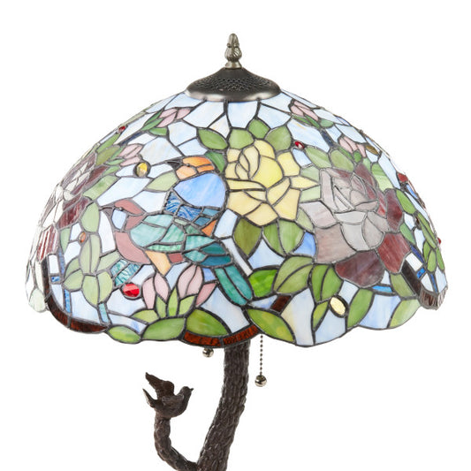 Tiffany-Style Lighting 25" Phylicia Multicolored Dome Shaped Stained Glass Table Lamp with Novelty Base