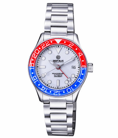 Deep Blue 40mm Aqua Diver Automatic GMT Sapphire Bezel Bracelet Watch