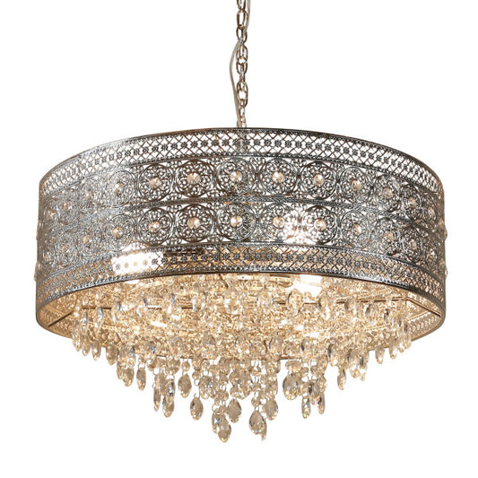 Tiffany-Style Lighting 24" Brielle Polished Nickel & Crystal 3-Light Chandelier