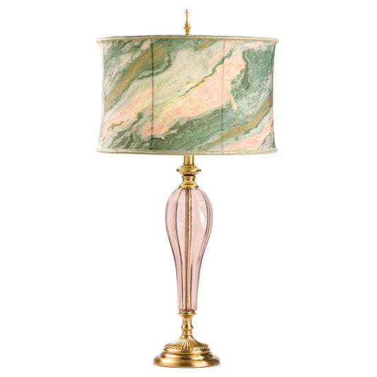 Tiffany-Style Lighting 33" Romance Drum Shade Geometric Glass Table Lamp