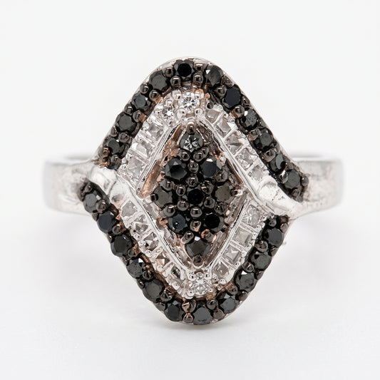 Sterling Silver 0.50ctw Black & White Diamond Wrap Ring