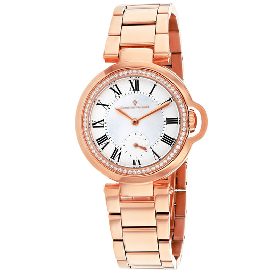 Christian Van Sant Women's 35mm Cybele Quartz MOP Dial Crystal Bezel Bracelet Watch