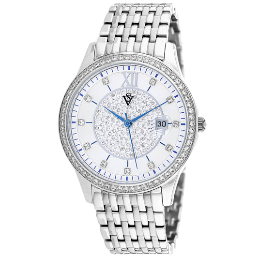 Christian Van Sant Women's 40mm Carla Quartz Date Crystal Detailed Bracelet Watch
