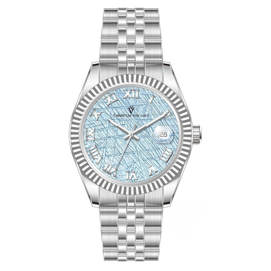 Christian Van Sant Men's 41mm Stellar Quartz Date Textured Dial Silvertone Bracelet Watch