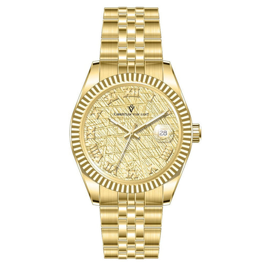 Christian Van Sant Men's 41mm Stellar Quartz Date Textured Dial Fluted Bezel Bracelet Watch