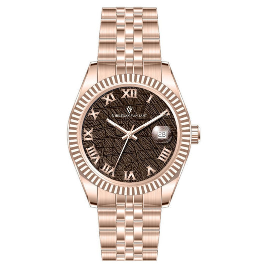 Christian Van Sant Men's 41mm Stellar Quartz Date Textured Dial Fluted Bezel Bracelet Watch
