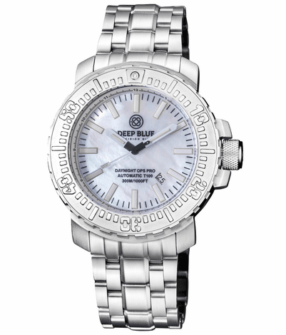Deep Blue 46mm Daynight Ops Pro Automatic MOP Dial Tritium Bracelet Watch