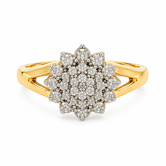Gold Plated 0.50ctw Diamond Cluster Ring