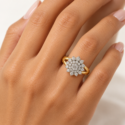 Gold Plated 0.50ctw Diamond Cluster Ring