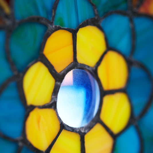 Tiffany-Style Lighting 24" Stained Glass Peacock Star Window Panel