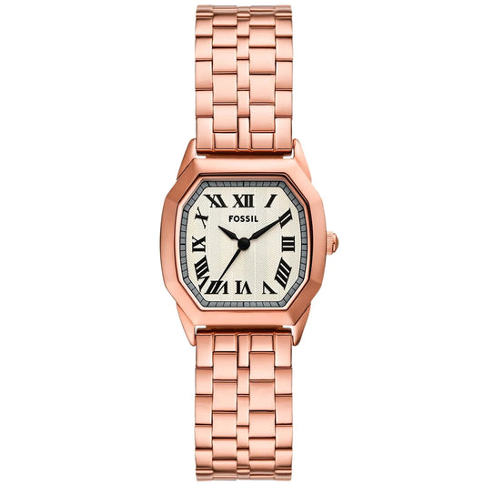Fossil Women's Harlow 27mm Quartz Octagon Rosetone Bracelet Watch