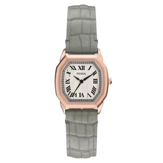 Fossil Women's Harlow 27mm Quartz Octagon Croco-Embossed Rosetone Strap Watch
