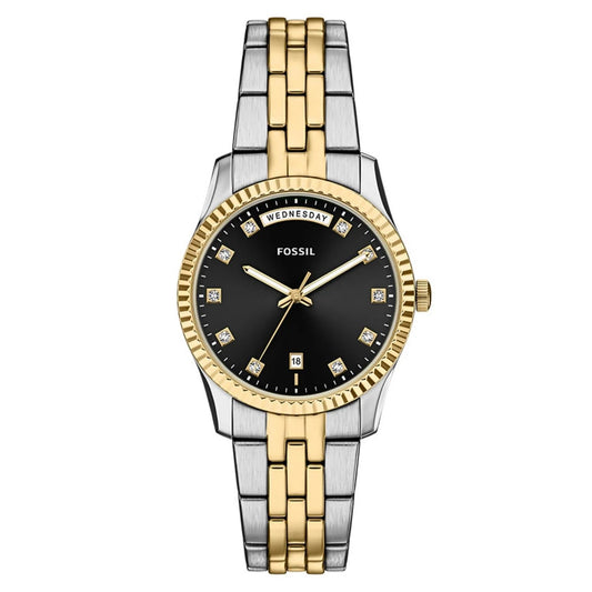 Fossil Women's Scarlette 34mm Quartz Day & Date Crystal Accented Bracelet Watch