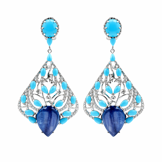 Sterling Silver Sleeping Beauty Turq & Opaque Kyanite Drop Earrings