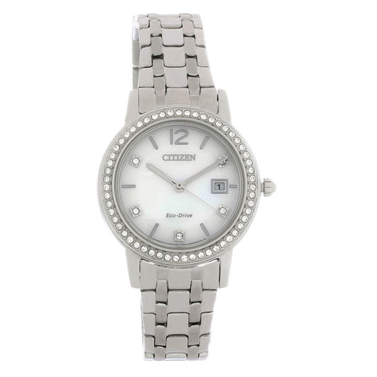 Citizen Women's 30mm Silhouette Eco-Drive Quartz Crystal Bezel Bracelet Watch - FE1180-65D