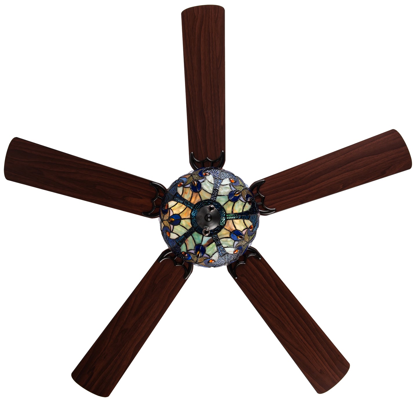 Tiffany-Style Lighting 52" LED Stained Glass Halston Ceiling Fan with Remote Control