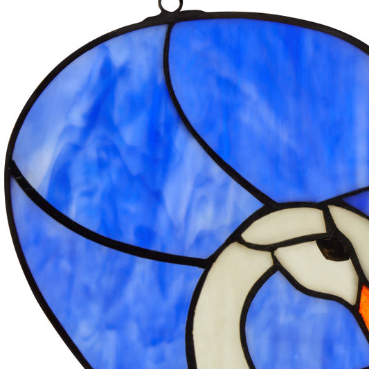 Tiffany-Style Lighting 15.5" Loving Swans Stained Glass Window Panel
