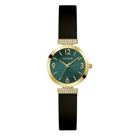 Guess Women's 28mm Array Quartz Green Dial Silicone Strap Watch