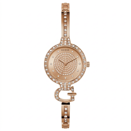 Guess Women's 28mm Giselle Quartz Crystal Accented G-Link Cuff Bracelet Watch