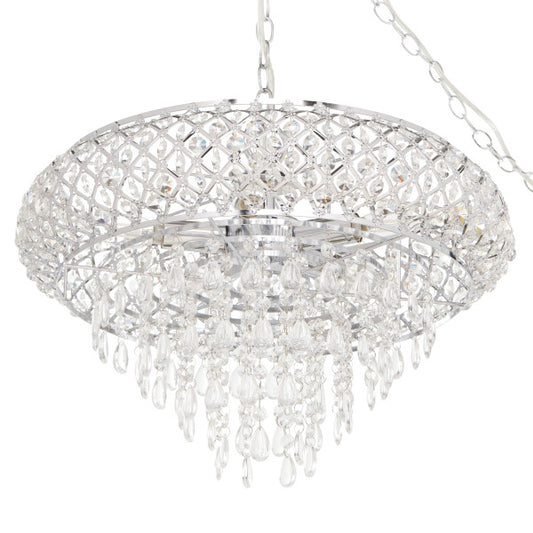 Tiffany-Style Lighting 14.25" Clear & Chrome Tiered Glass Hanging Chandelier