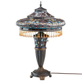 Tiffany-Style Lighting 27.5" Parisian Antiqued Bell Shade Stained Glass Table Lamp