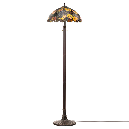 Tiffany-Style Lighting 62" Juliet Multicolored Stained Glass Bowl Shade Candlestick Floor Lamp