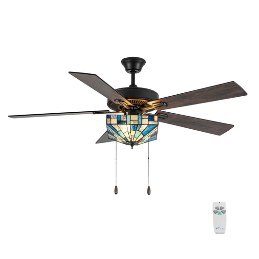 Tiffany-Style Lighting 52" Kyle Indoor Glass Fan with Remote Control