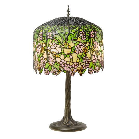 Tiffany-Style Lighting 31.75" Cherry Blossoms Stained Glass Table Lamp