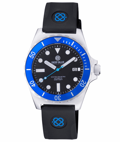 Deep Blue 44mm Men's Master 1000 Retro Collection Automatic Silicone Strap Watch