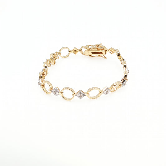 Gold Plated Diamond Accented Open Circle Link Bracelet
