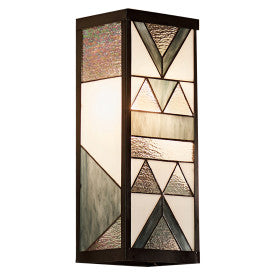 Tiffany-Style Lighting 16.25" 1-Light Rectangular Geometric Stained Glass Outdoor Wall Sconce