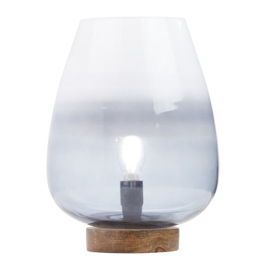 Tiffany-Style Lighting 10.5" Briggs Ombre Globe-Like Accent Lamp with Mango Wood Base