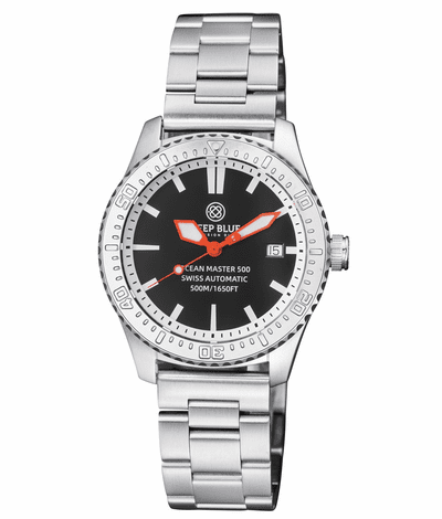 Deep Blue 40mm Ocean Master 500 Swiss Automatic Stick Marker Oyster Bracelet