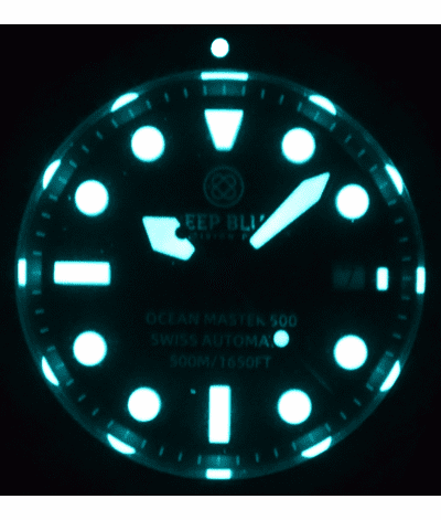Deep Blue 40mm Ocean Master 500 Swiss Automatic Round Hour Jubilee Bracelet Watch