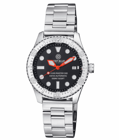 Deep Blue 40mm Ocean Master 500 Swiss Automatic Round Hour Oyster Bracelet Watch