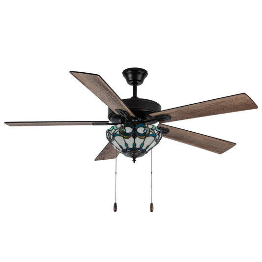 Tiffany-Style Lighting 52" Monroe 5-Blade Remote Controlled Ceiling Fan