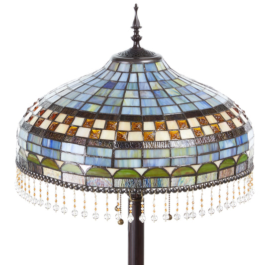 Tiffany-Style Lighting 64" Veronica Blue Stained Glass Dome Shade Candlestick Floor Lamp