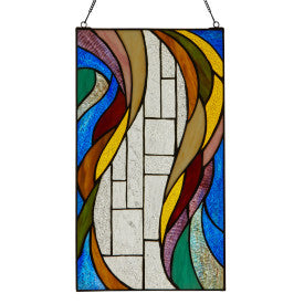 Tiffany-Style Lighting 18" Multicolor Flowing Border Stained Glass Window Panel