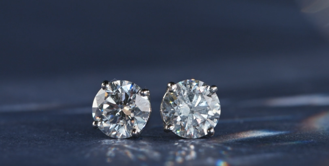 Load video: Peace Jewelers Lab-Grown Diamond Stud Earrings