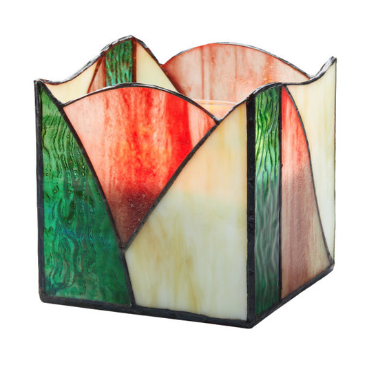Tiffany-Style Lighting 4.75" Abstract Design Stained Glass Candle Holder