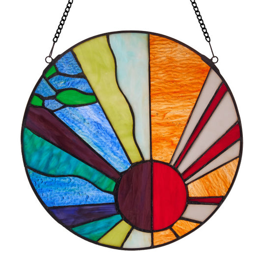 Tiffany-Style Lighting 12.75"H Serenity Novelty Stained Glass Window Panel