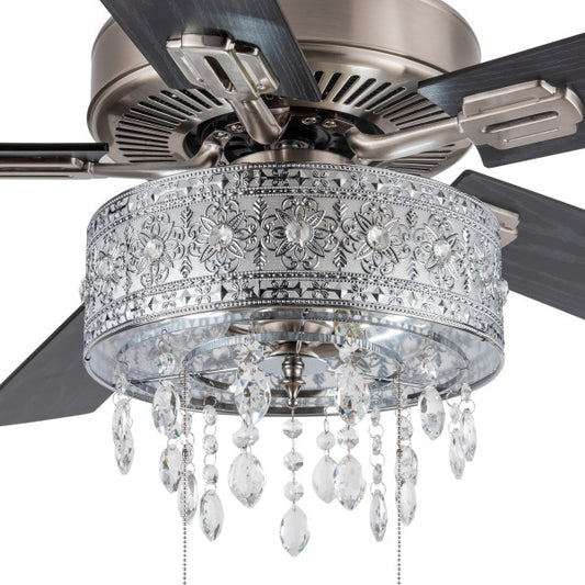 Tiffany-Style Lighting 52" Roxsie 5-Blade Crystal LED Chandelier Ceiling Fan